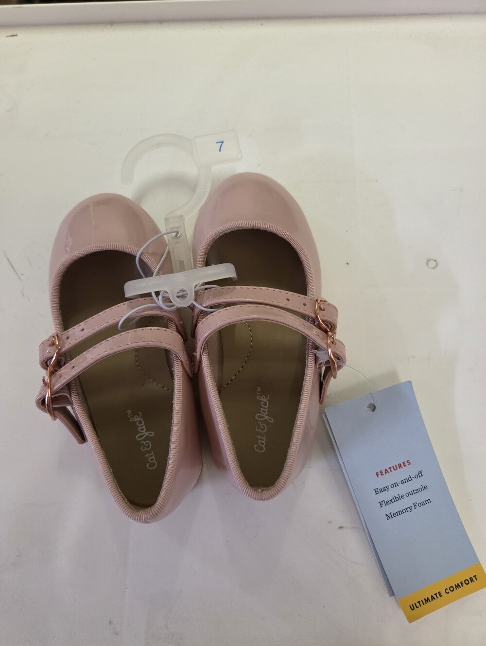 Cat & Jack Pink Double-Strap Mary Jane Shoes with Rose Gold Buckles